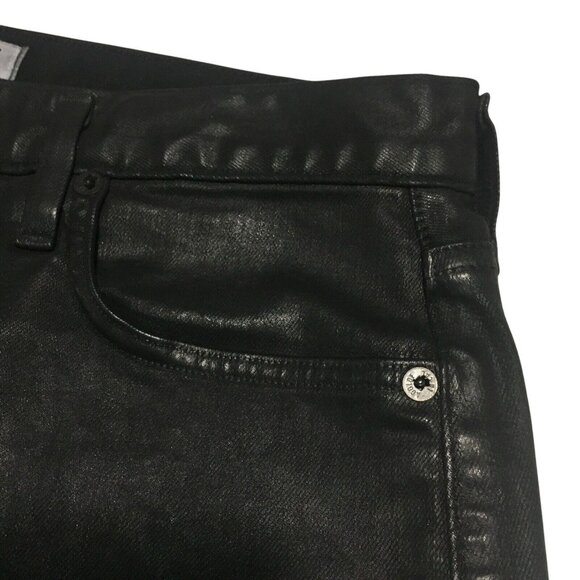 AGOLDE Women's Coated Black Jeanette Mini Skirt Stretch Size 28 Grunge Punk - Picture 9 of 16